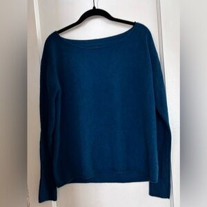 NAADAM Lightweight 100% Cashmere Boatneck Sweater in Peacock Blue- Size Medium